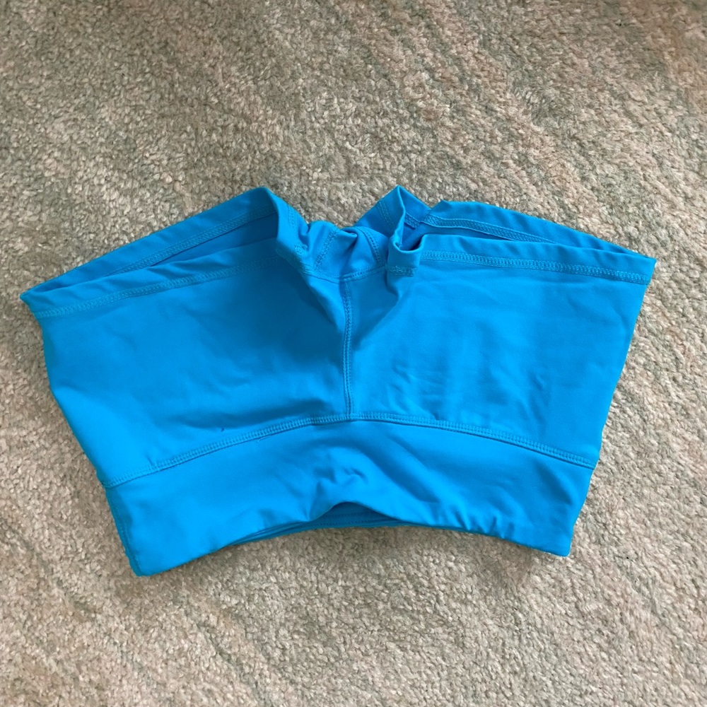 Bright blue spandex workout shorts